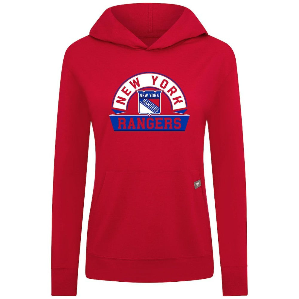 NHL New York Rangers Levelwear Women's Relay Banner Arch Pullover Hoodie - Red
