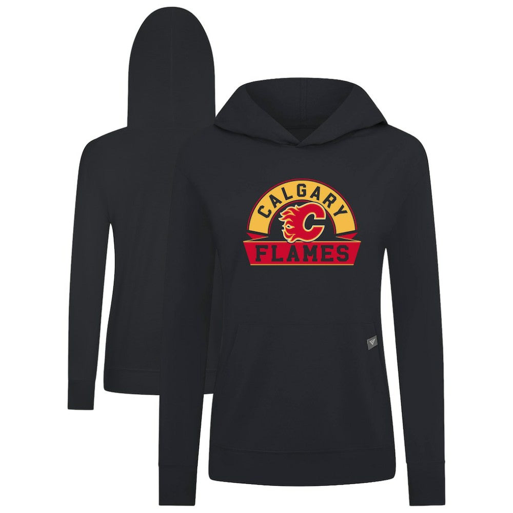 NHL Calgary Flames Levelwear Women's Relay Banner Arch Pullover Hoodie - Black