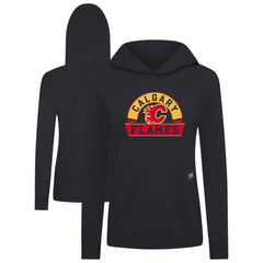 NHL Calgary Flames Levelwear Women's Relay Banner Arch Pullover Hoodie - Black