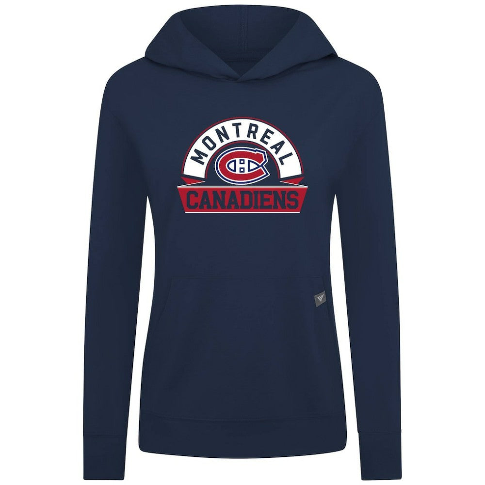 NHL Montreal Canadiens Levelwear Women's Relay Banner Arch Pullover Hoodie - Navy