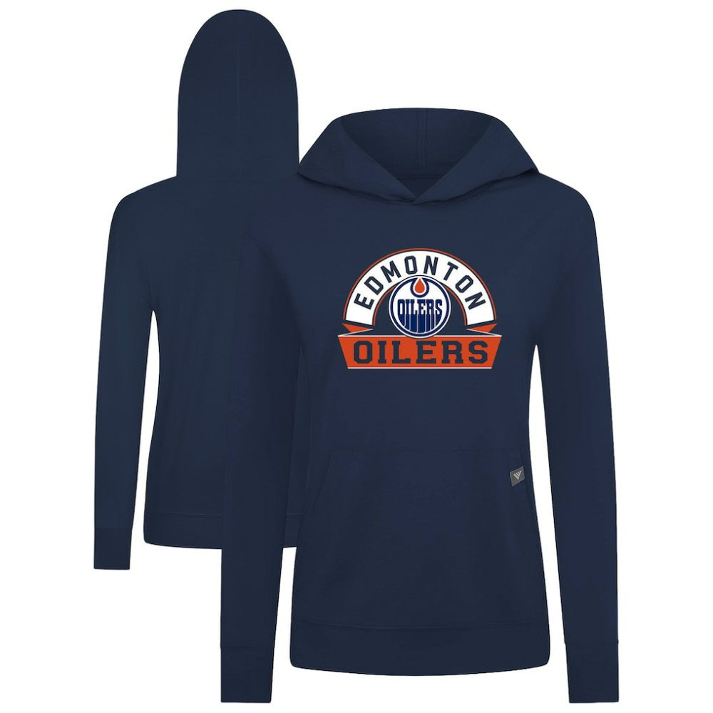 NHL Edmonton Oilers Levelwear Women's Relay Banner Arch Pullover Hoodie - Navy