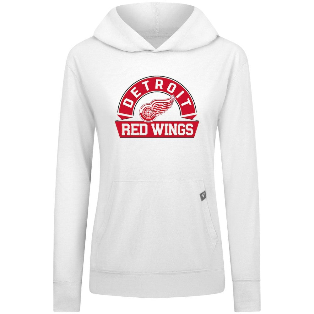 NHL Detroit Red Wings Levelwear Women's Relay Banner Arch Pullover Hoodie - White
