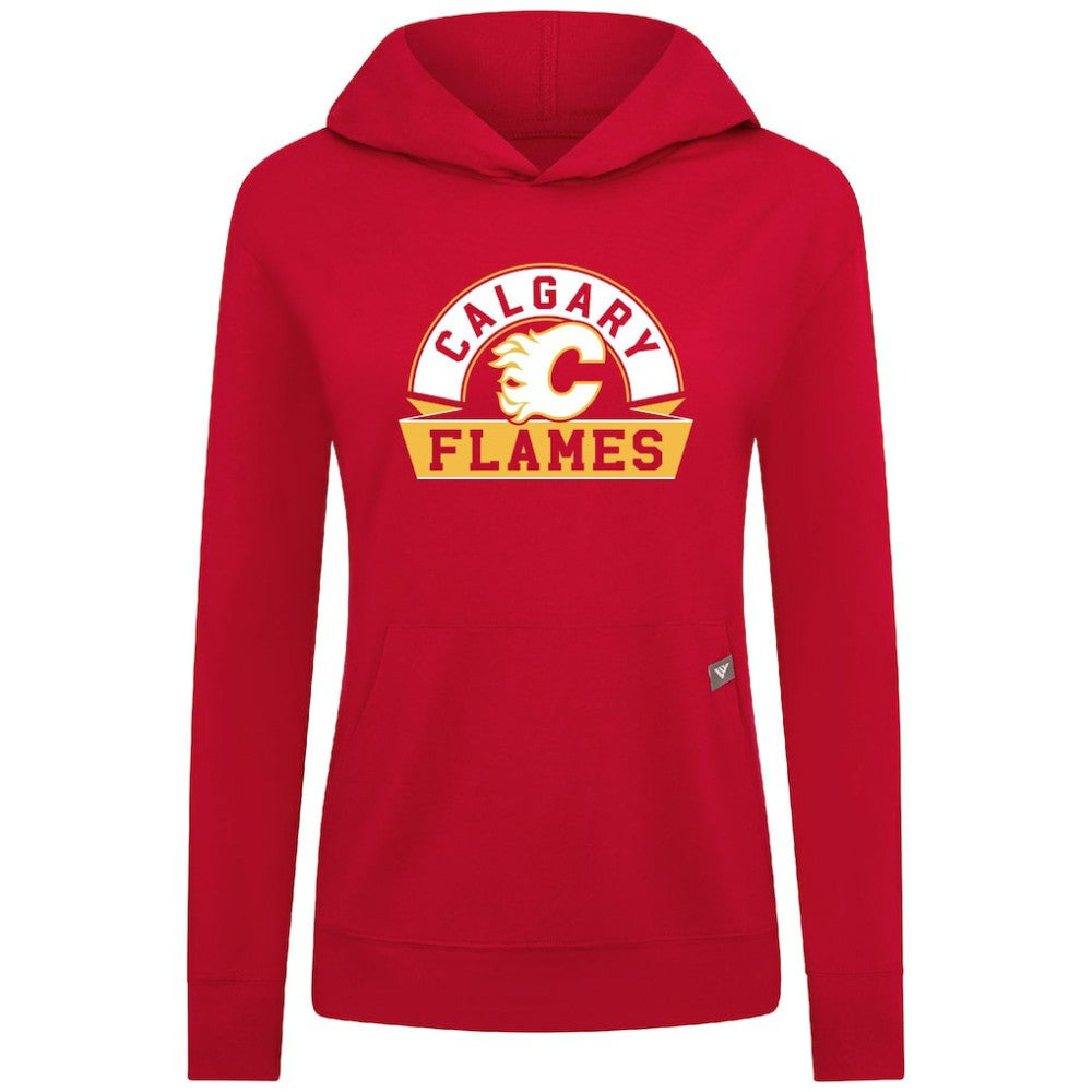 NHL Calgary Flames Levelwear Women's Relay Banner Arch Pullover Hoodie - Red