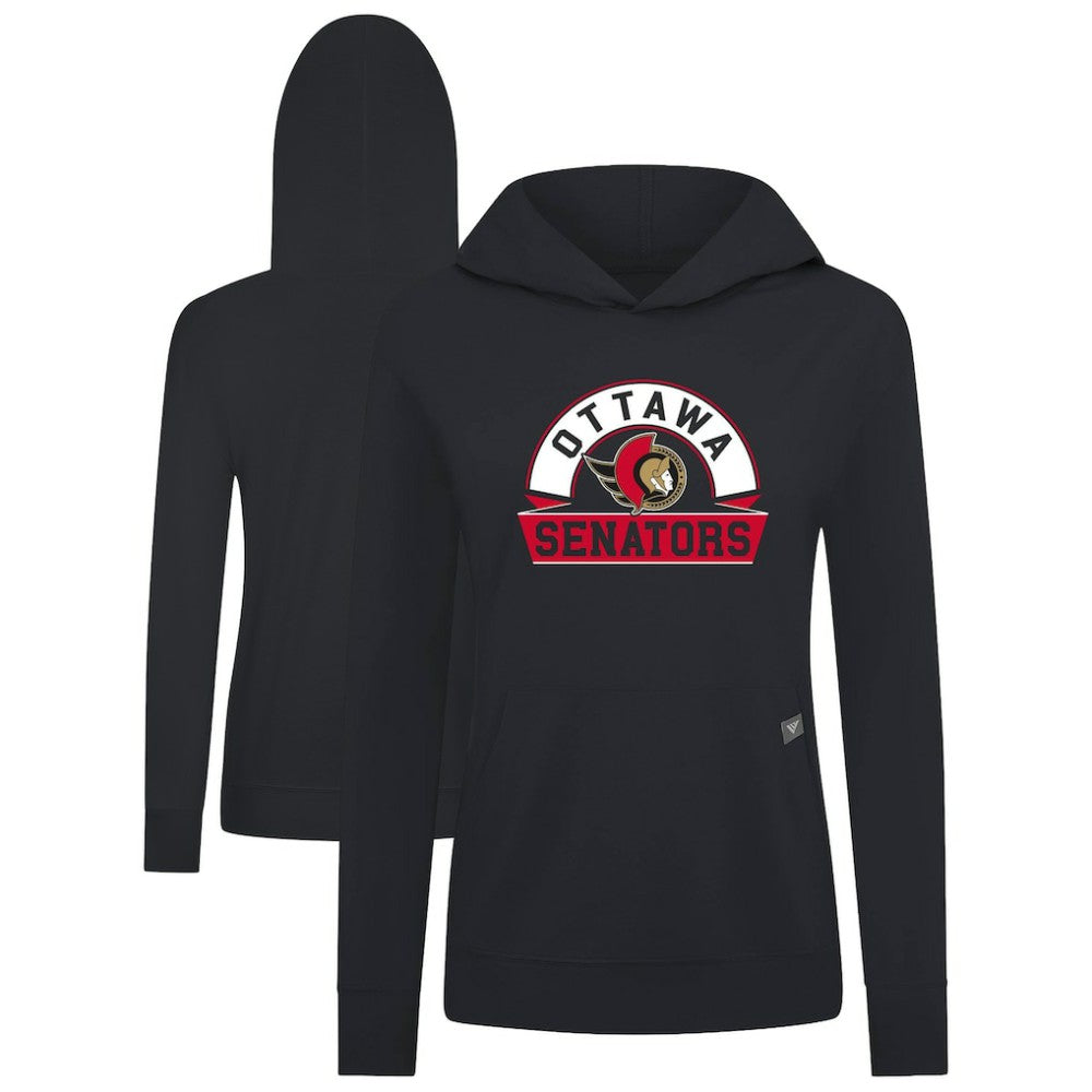 NHL Ottawa Senators Levelwear Women's Relay Banner Arch Pullover Hoodie - Black