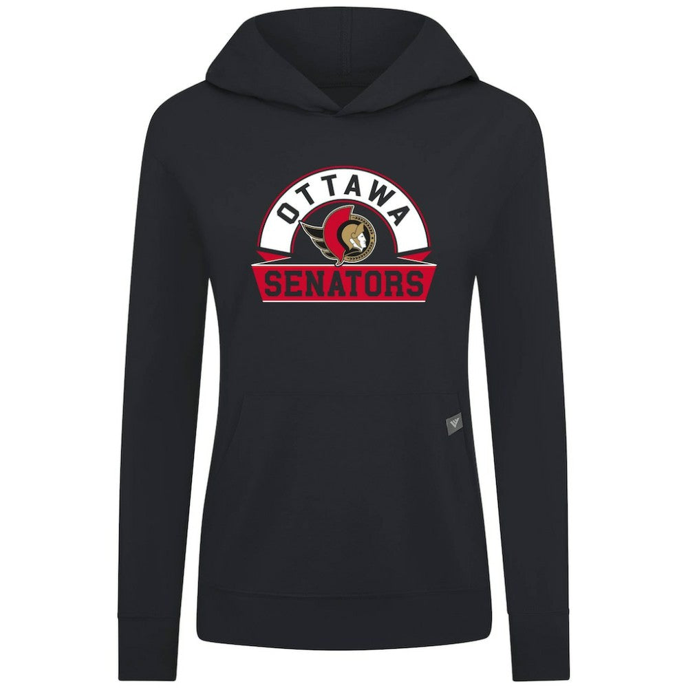 NHL Ottawa Senators Levelwear Women's Relay Banner Arch Pullover Hoodie - Black