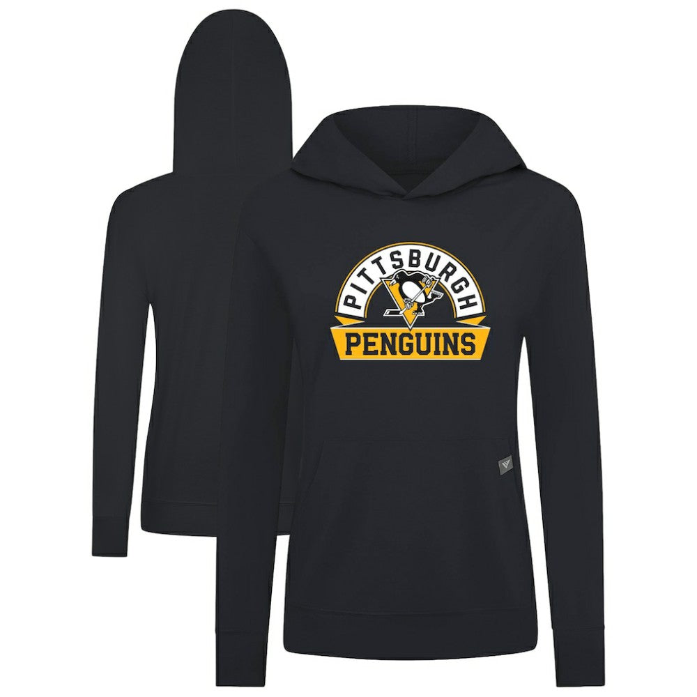 NHL Pittsburgh Penguins Levelwear Women's Relay Banner Arch Pullover Hoodie - Black