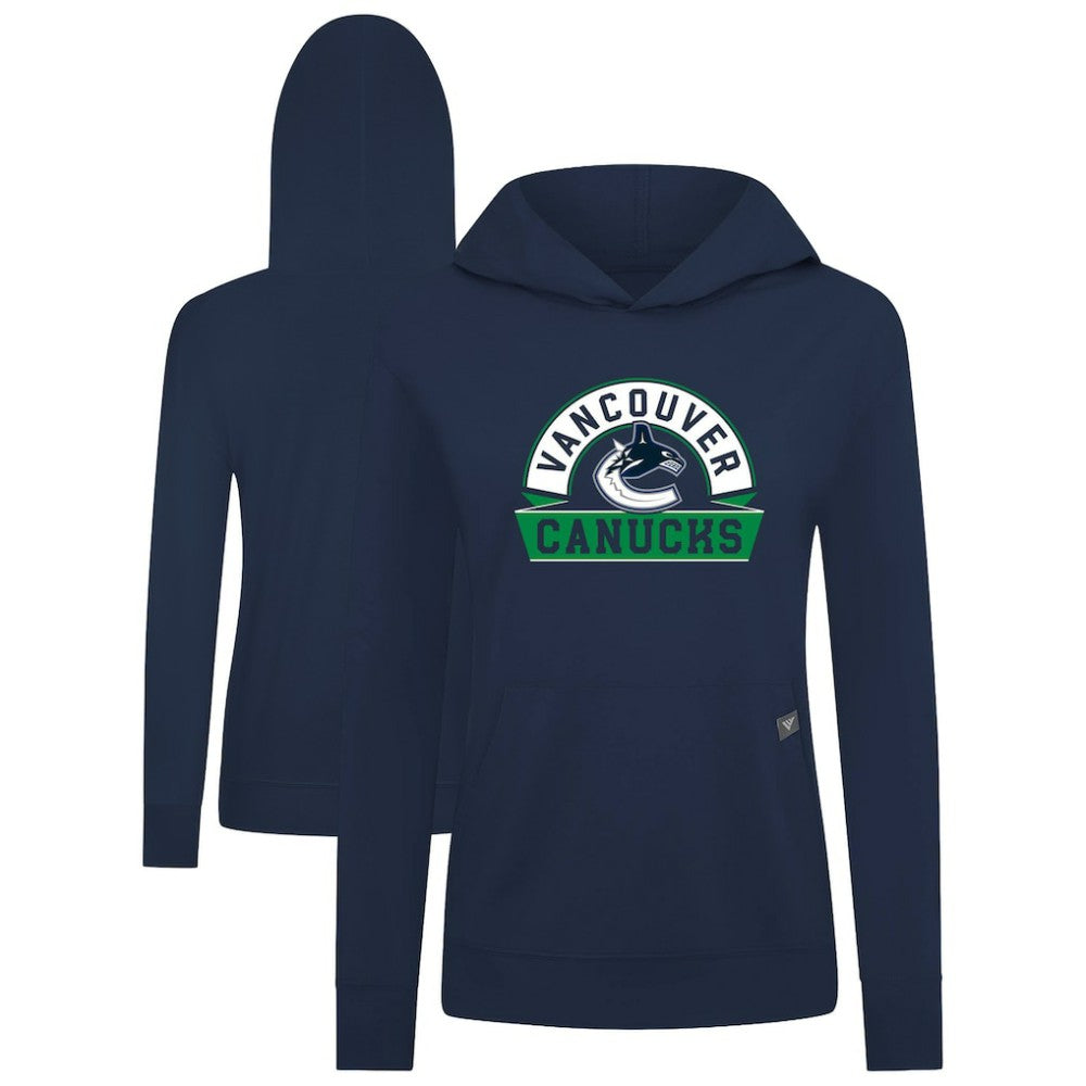 NHL Vancouver Canucks Levelwear Women's Relay Banner Arch Pullover Hoodie - Navy