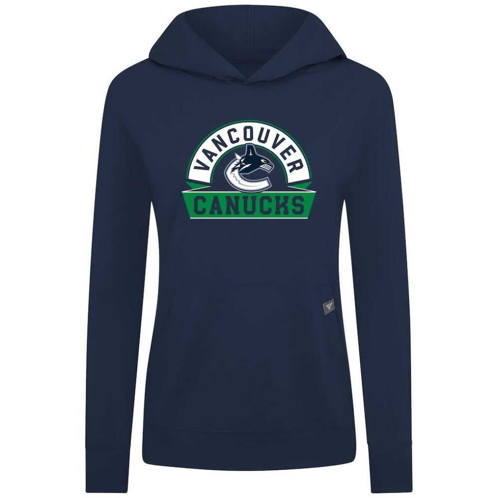 NHL Vancouver Canucks Levelwear Women's Relay Banner Arch Pullover Hoodie - Navy
