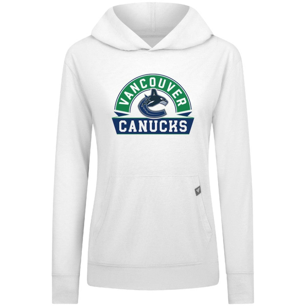 NHL Vancouver Canucks Levelwear Women's Relay Banner Arch Pullover Hoodie - White