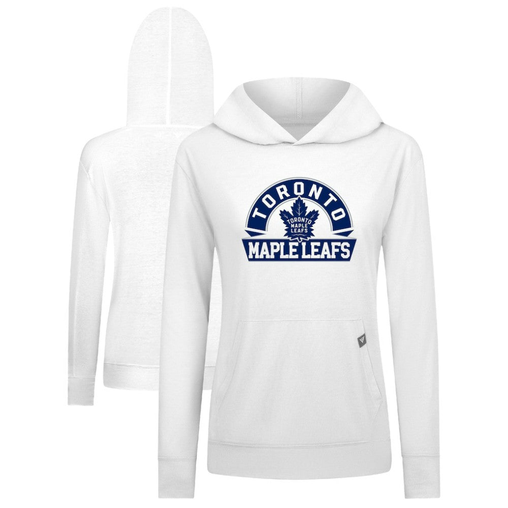 NHL Toronto Maple Leafs Levelwear Women's Relay Banner Arch Pullover Hoodie - White