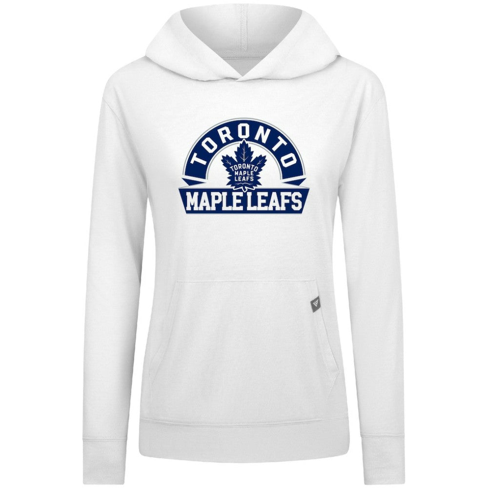 NHL Toronto Maple Leafs Levelwear Women's Relay Banner Arch Pullover Hoodie - White