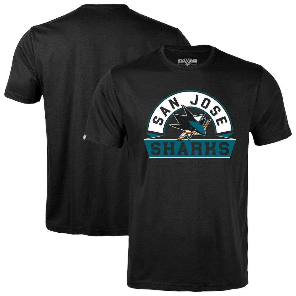 NHL San Jose Sharks Levelwear Richmond Banner Arch T-Shirt - Black