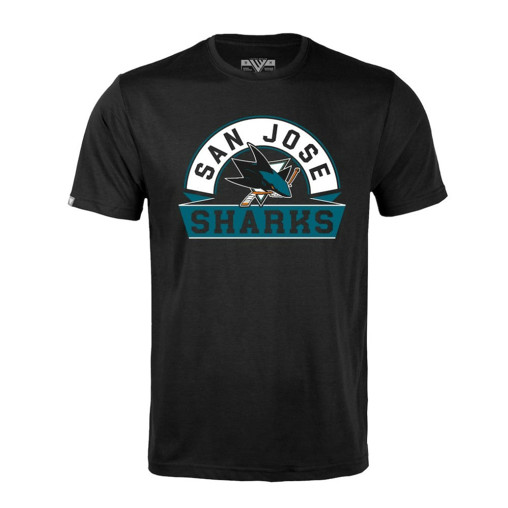 NHL San Jose Sharks Levelwear Richmond Banner Arch T-Shirt - Black