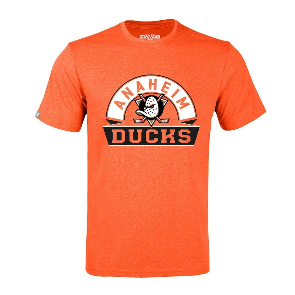 NHL Anaheim Ducks Levelwear Richmond Banner Arch T-Shirt - Heather Orange