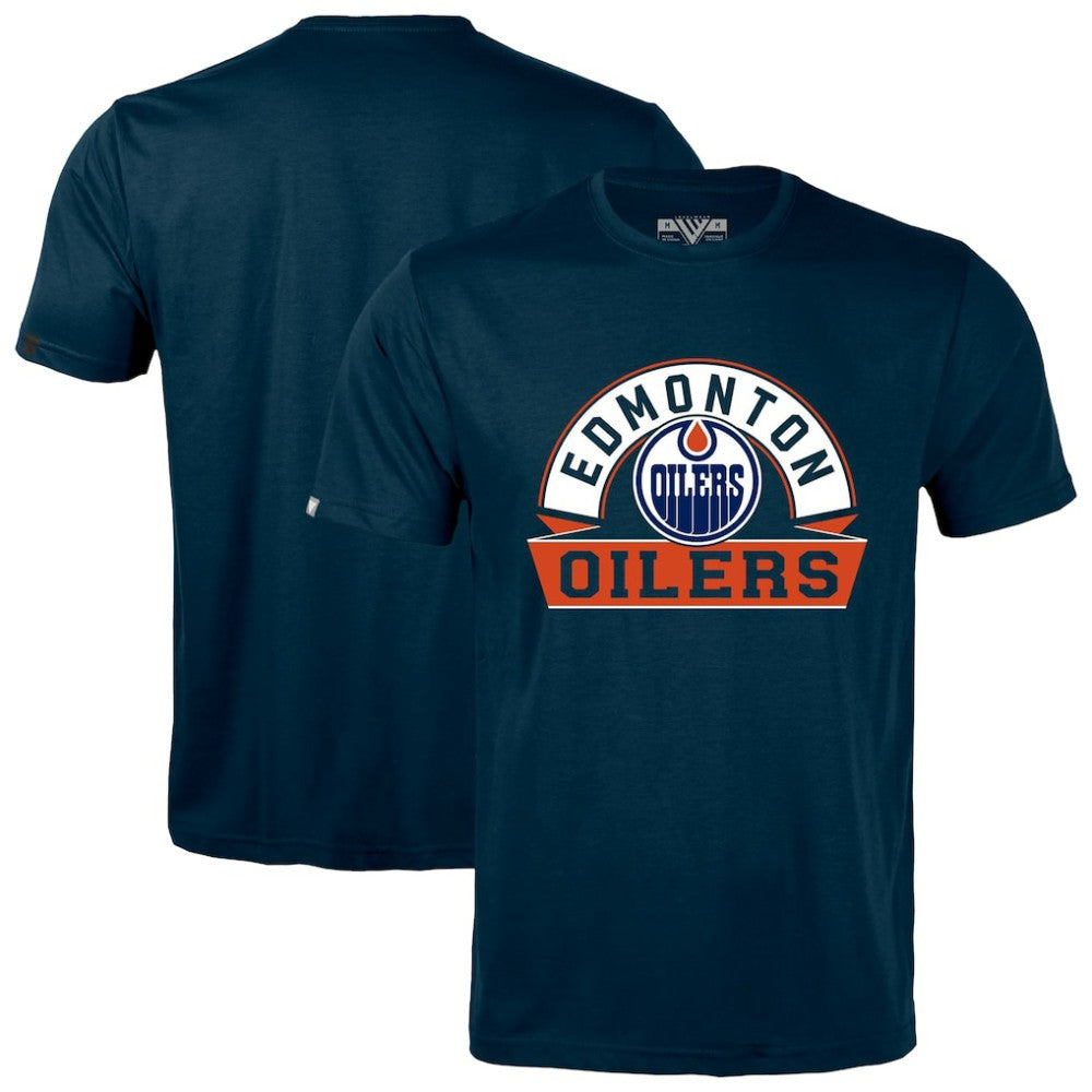 NHL Edmonton Oilers Levelwear Richmond Banner Arch T-Shirt - Navy