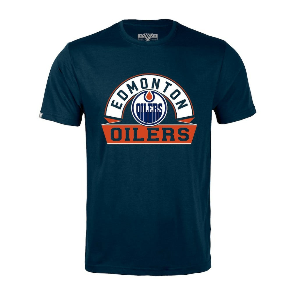 NHL Edmonton Oilers Levelwear Richmond Banner Arch T-Shirt - Navy