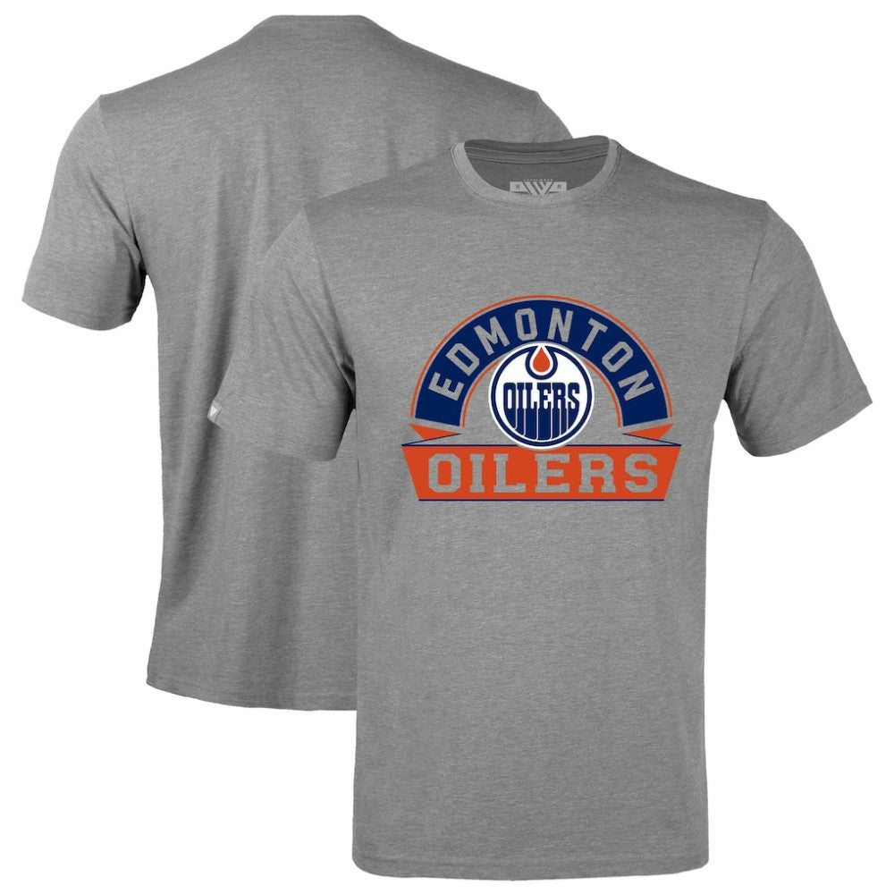 NHL Edmonton Oilers Levelwear Richmond Banner Arch T-Shirt - Gray