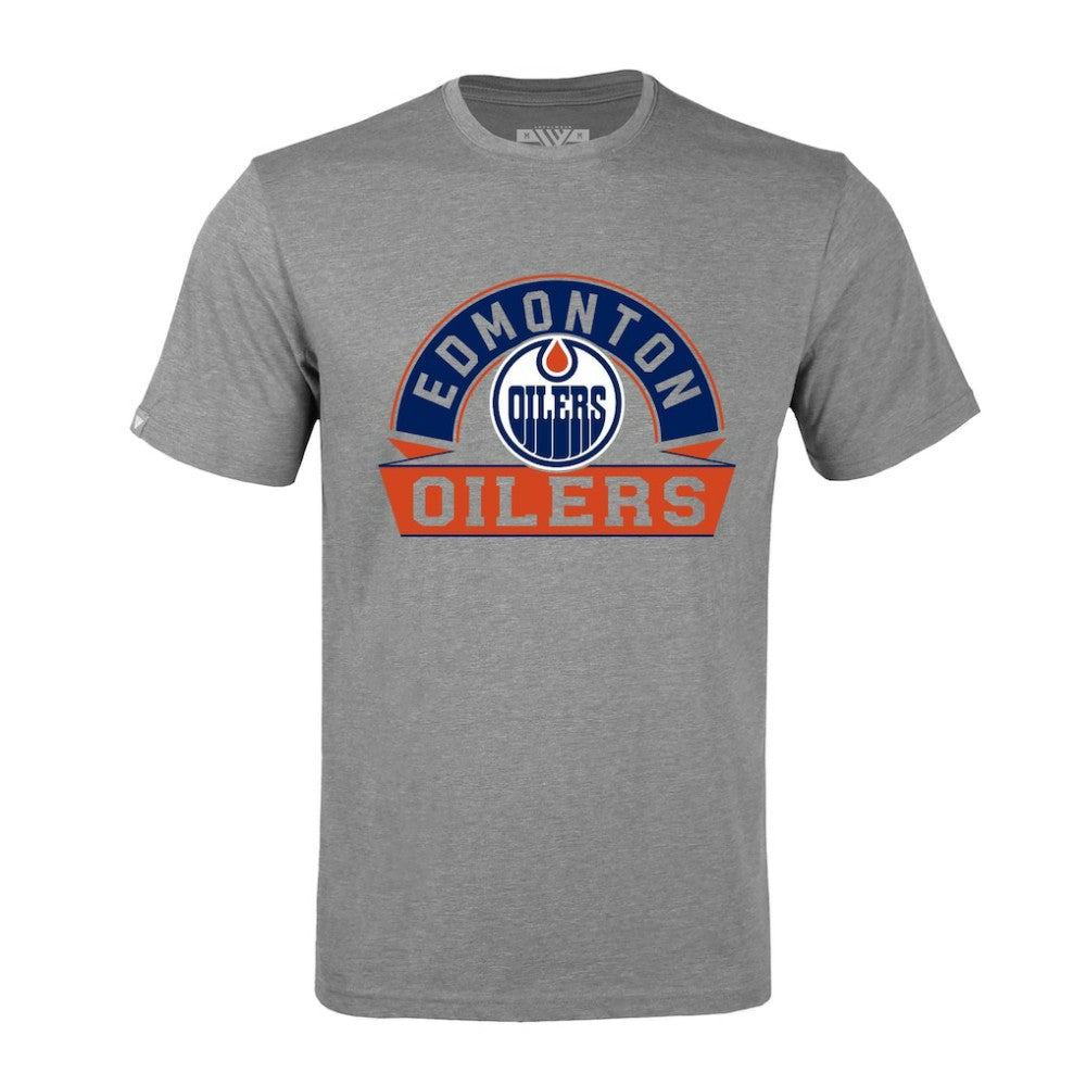 NHL Edmonton Oilers Levelwear Richmond Banner Arch T-Shirt - Gray