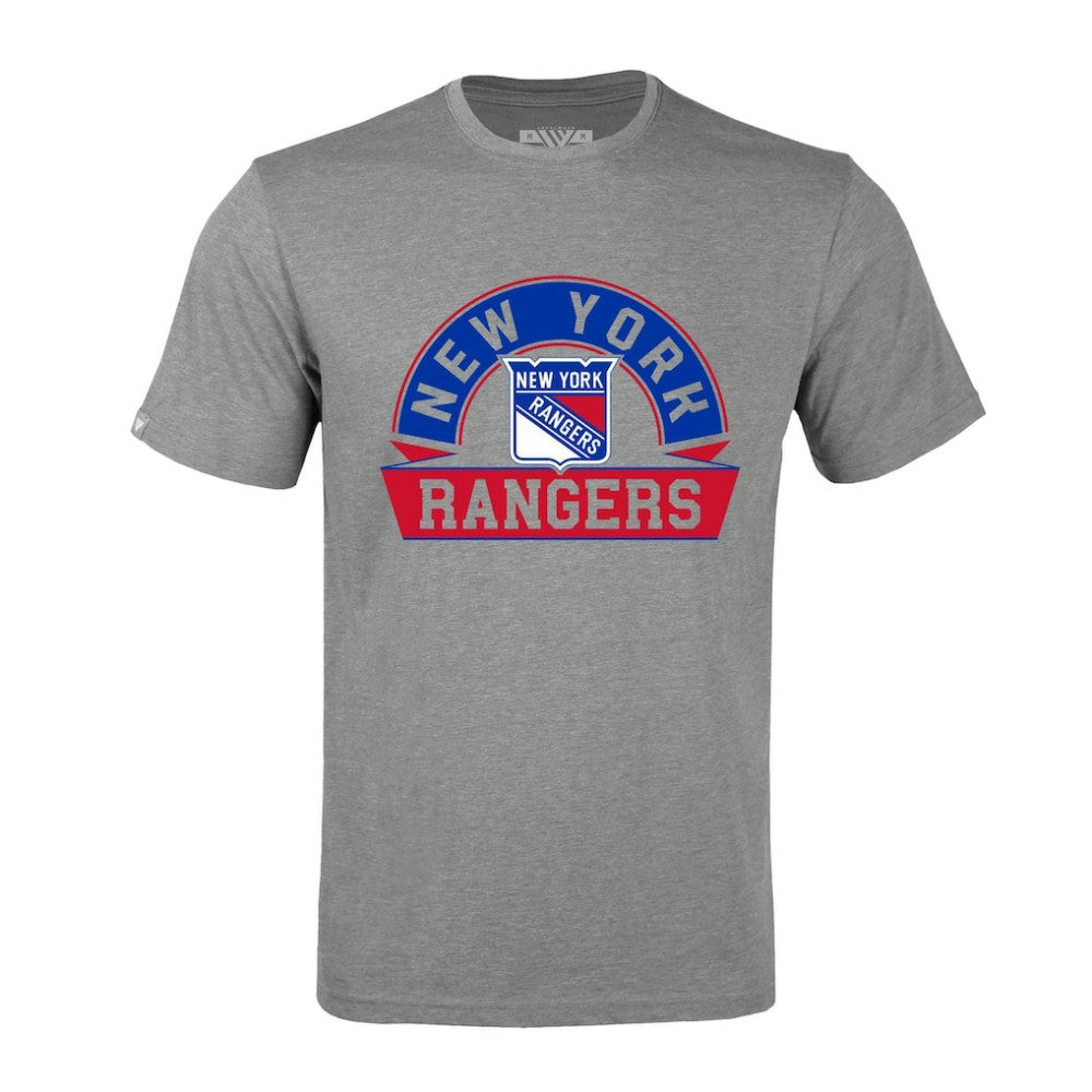 NHL New York Rangers Levelwear Richmond Banner Arch T-Shirt - Gray
