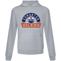 NHL Edmonton Oilers Levelwear Relay Banner Arch Pullover Hoodie - Gray