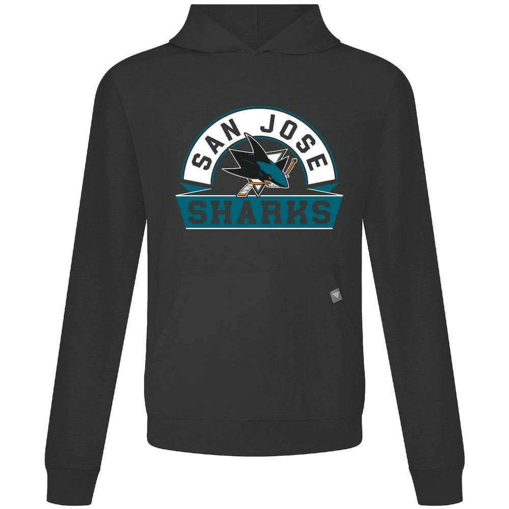NHL San Jose Sharks Levelwear Relay Banner Arch Pullover Hoodie - Black