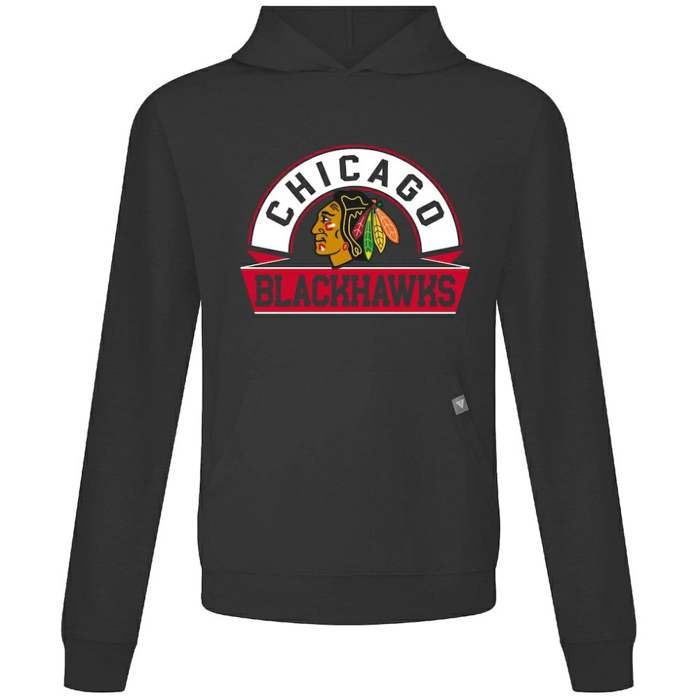NHL Chicago Blackhawks Levelwear Relay Banner Arch Pullover Hoodie - Black