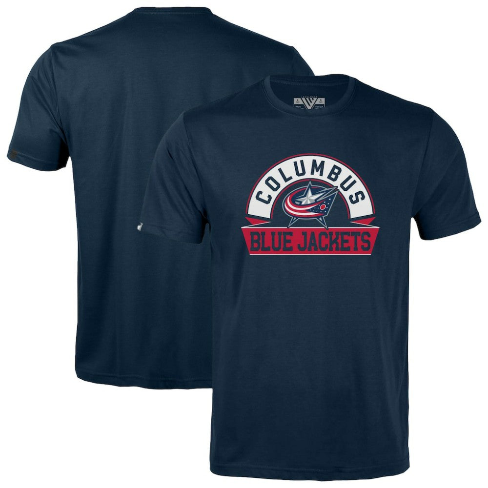 NHL Columbus Blue Jackets Levelwear Youth Little Richmond Banner Arch T-Shirt - Navy