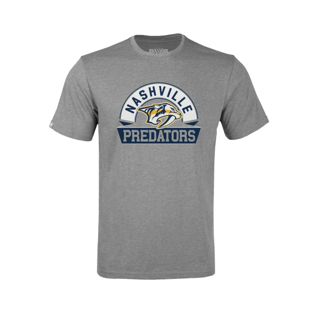 NHL Nashville Predators Levelwear Youth Little Richmond Banner Arch T-Shirt - Gray