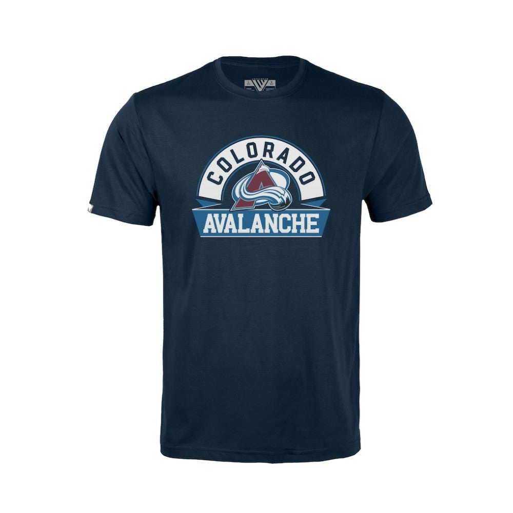 NHL Colorado Avalanche Levelwear Youth Little Richmond Banner Arch T-Shirt - Navy