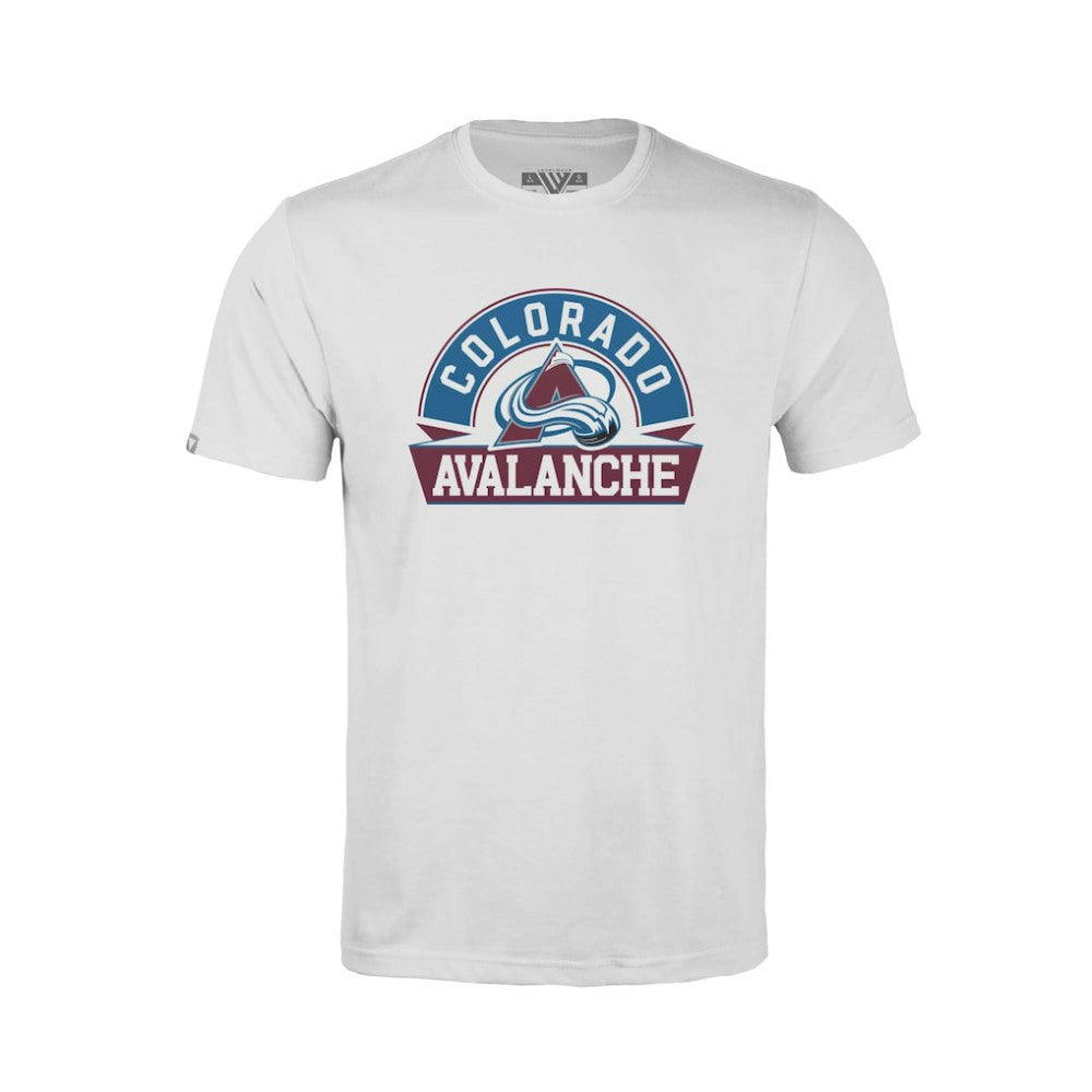 NHL Colorado Avalanche Levelwear Youth Little Richmond Banner Arch T-Shirt - White