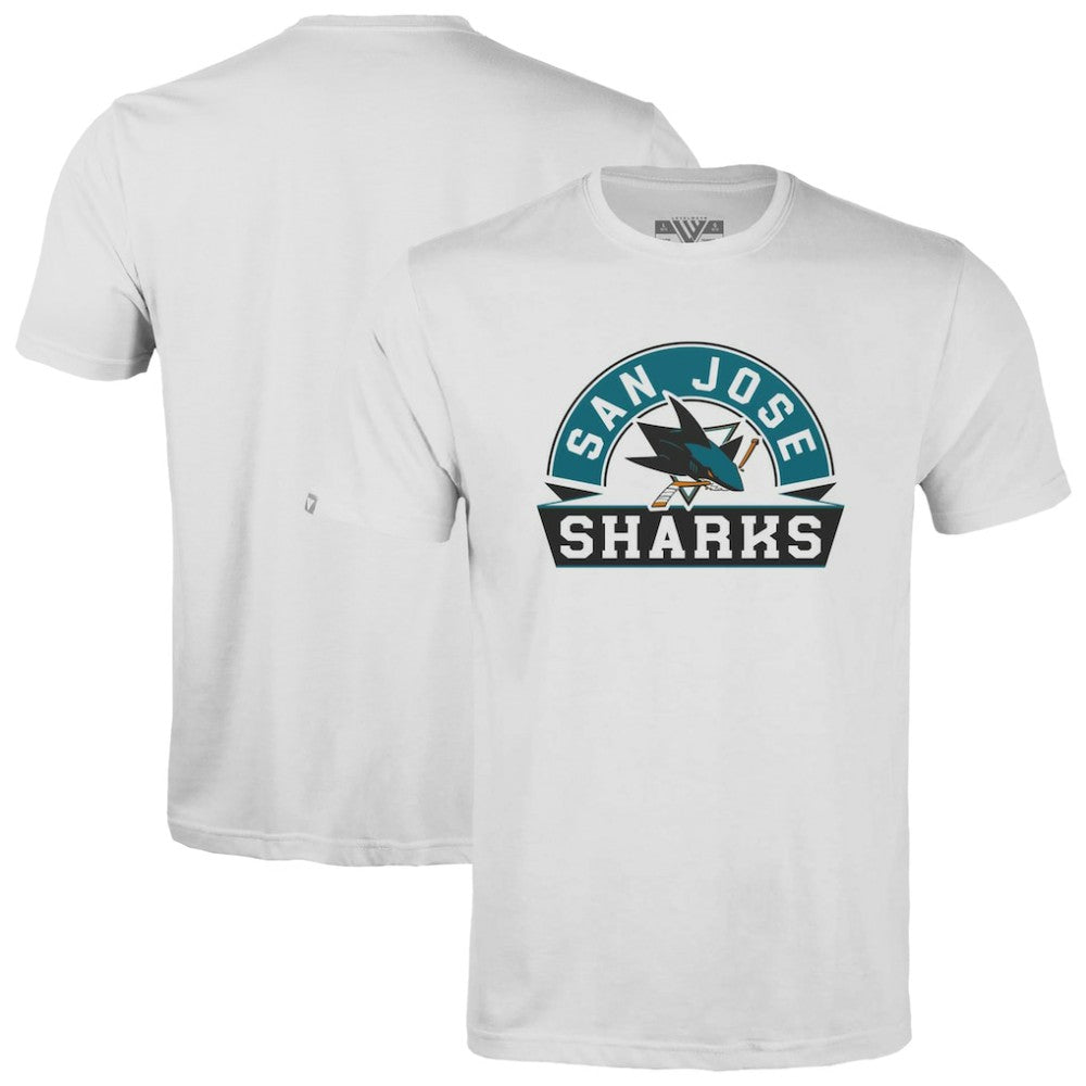 NHL San Jose Sharks Levelwear Youth Little Richmond Banner Arch T-Shirt - White