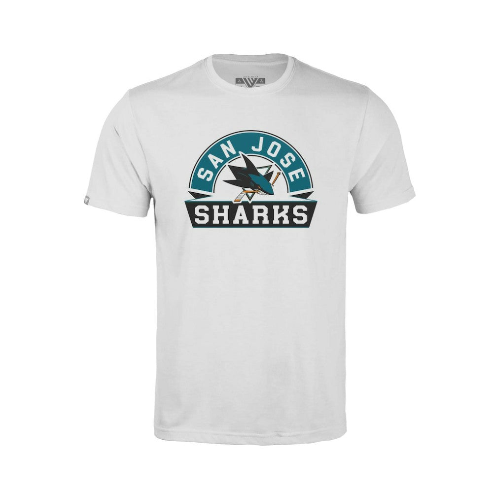 NHL San Jose Sharks Levelwear Youth Little Richmond Banner Arch T-Shirt - White