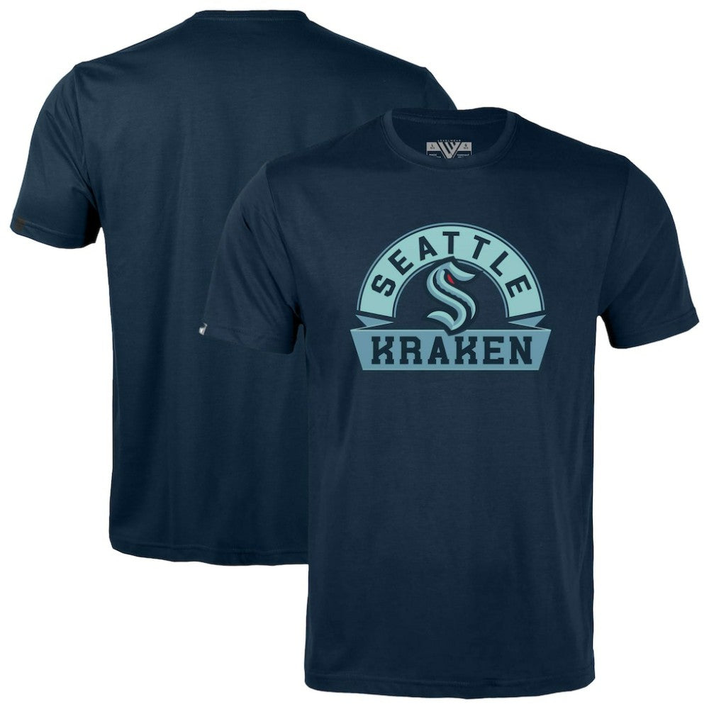 NHL Seattle Kraken Levelwear Youth Little Richmond Banner Arch T-Shirt - Navy