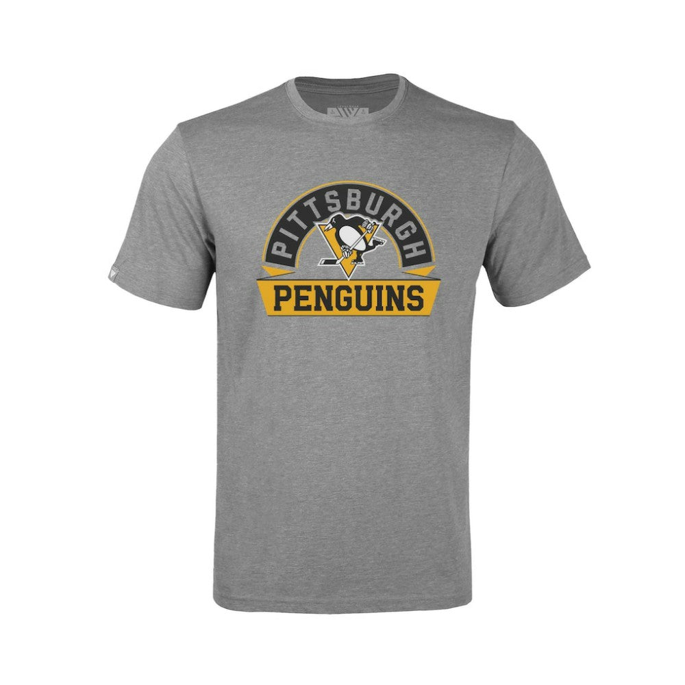 NHL Pittsburgh Penguins Levelwear Youth Little Richmond Banner Arch T-Shirt - Gray