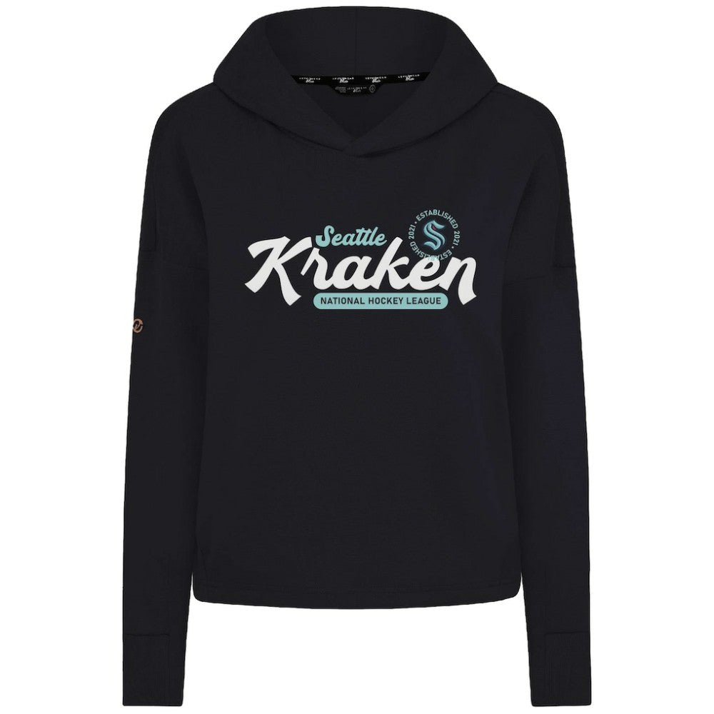 NHL Seattle Kraken Levelwear Women's Sweet Monument Tri-Blend Cropped Pullover Hoodie - Black