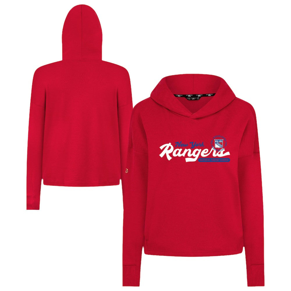 NHL New York Rangers Levelwear Women's Sweet Monument Tri-Blend Cropped Pullover Hoodie - Red