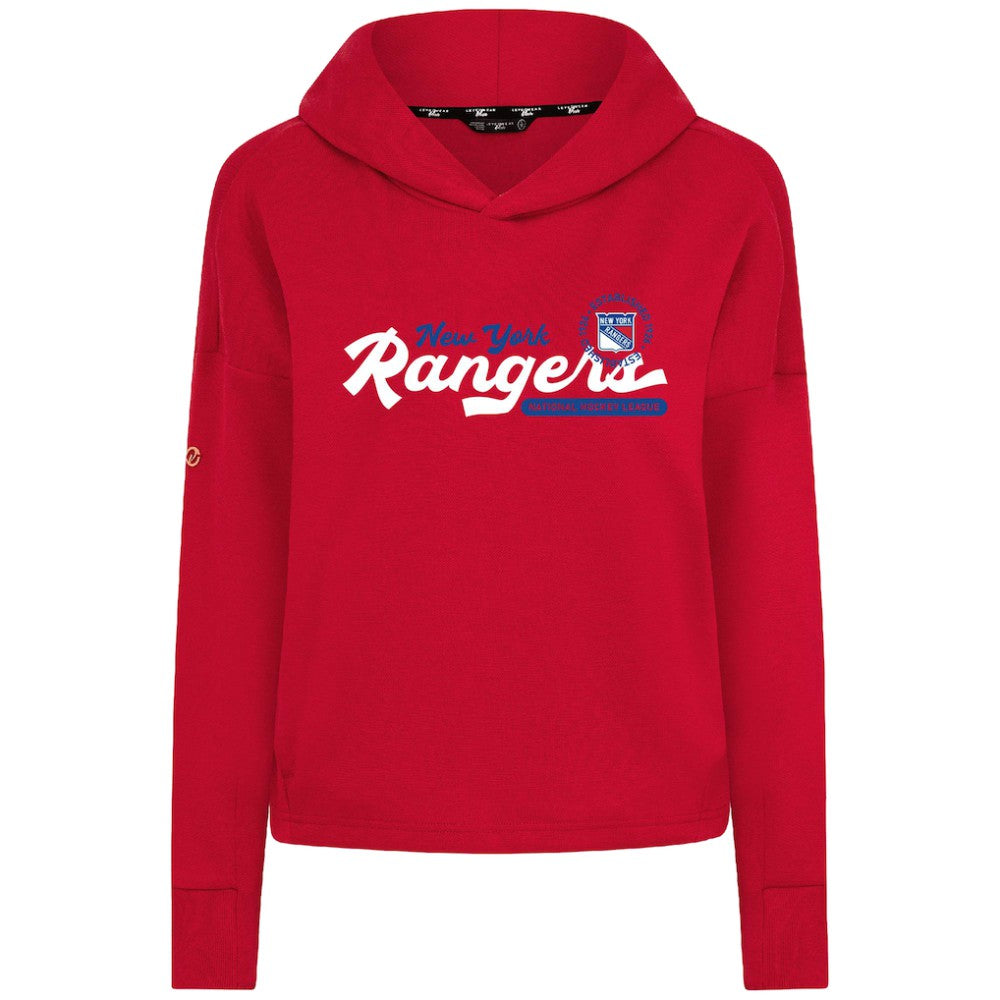 NHL New York Rangers Levelwear Women's Sweet Monument Tri-Blend Cropped Pullover Hoodie - Red