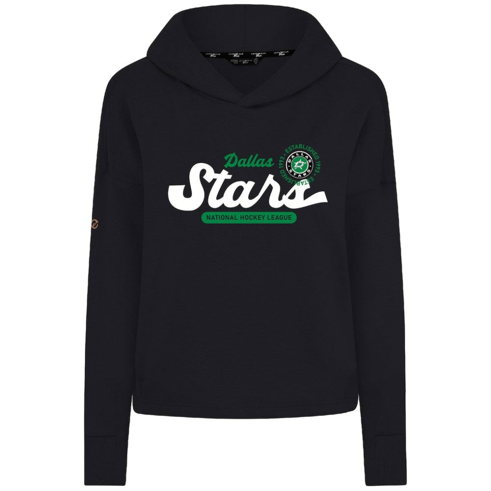 NHL Dallas Stars Levelwear Women's Sweet Monument Tri-Blend Cropped Pullover Hoodie - Black