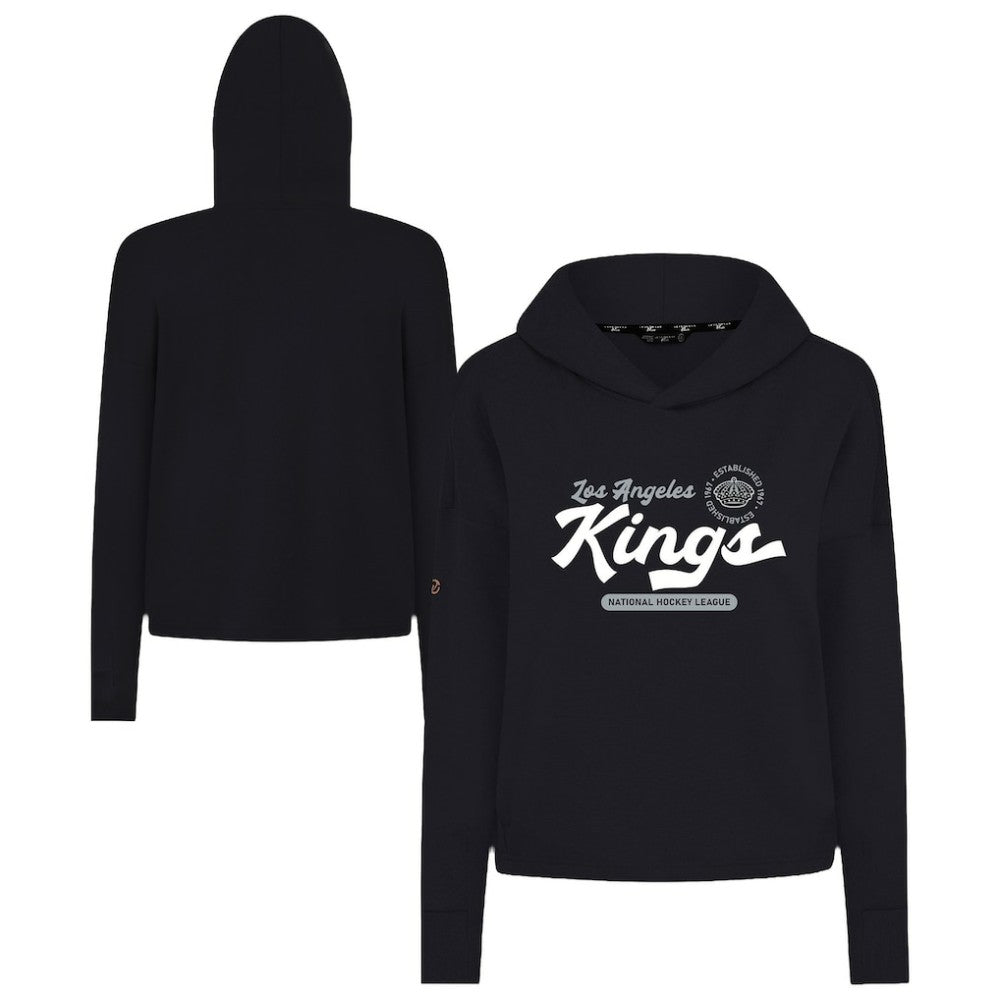 NHL Los Angeles Kings Levelwear Women's Sweet Monument Tri-Blend Cropped Pullover Hoodie - Black