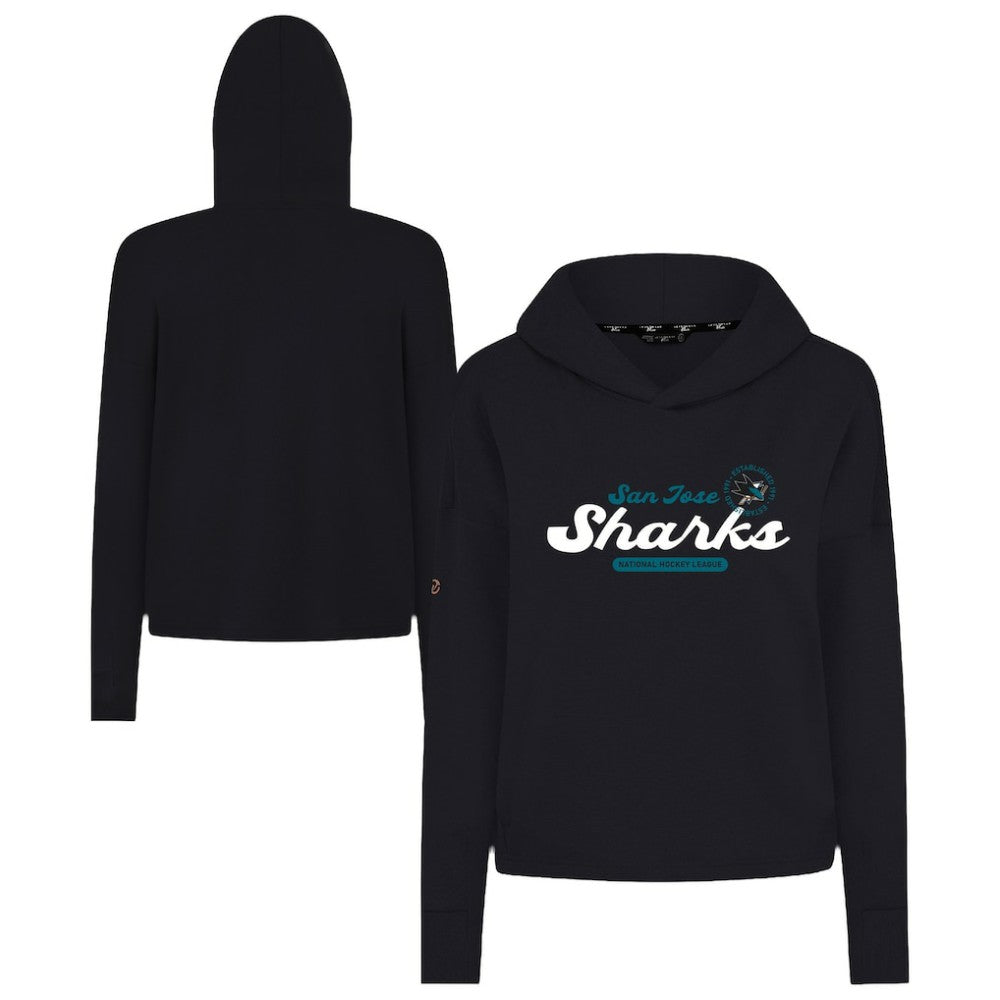 NHL San Jose Sharks Levelwear Women's Sweet Monument Tri-Blend Cropped Pullover Hoodie - Black