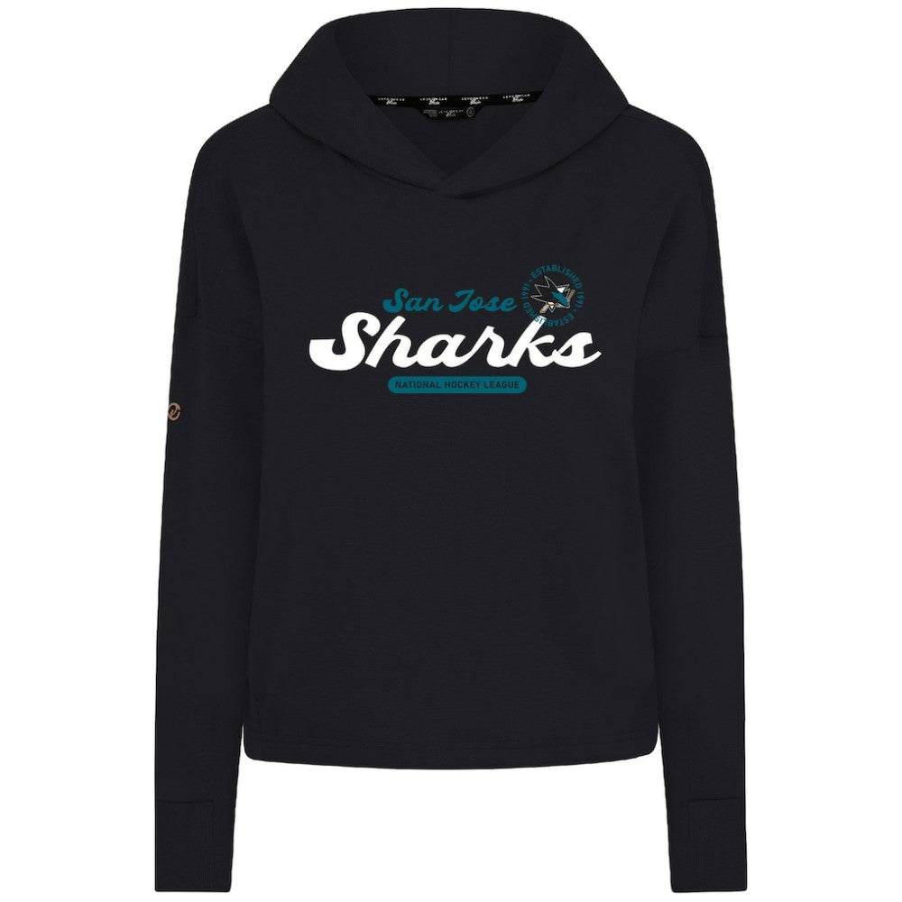 NHL San Jose Sharks Levelwear Women's Sweet Monument Tri-Blend Cropped Pullover Hoodie - Black