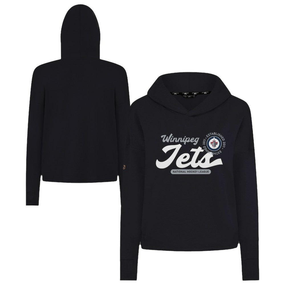 NHL Winnipeg Jets Levelwear Women's Sweet Monument Tri-Blend Cropped Pullover Hoodie - Black