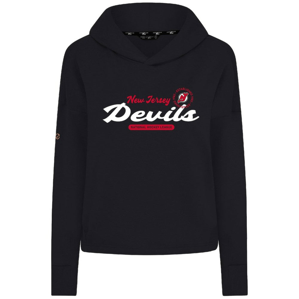 NHL New Jersey Devils Levelwear Women's Sweet Monument Tri-Blend Cropped Pullover Hoodie - Black