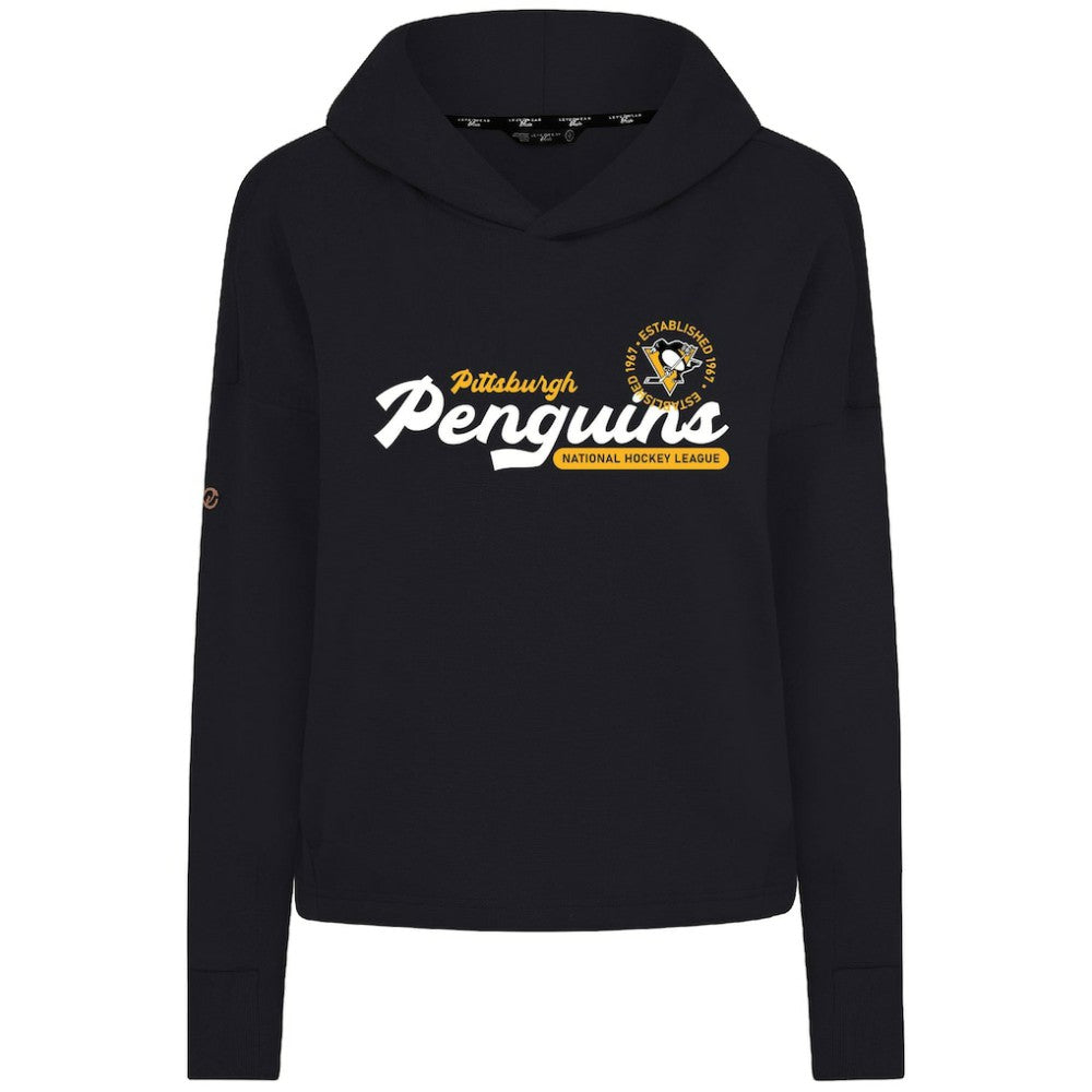 NHL Pittsburgh Penguins Levelwear Women's Sweet Monument Tri-Blend Cropped Pullover Hoodie - Black