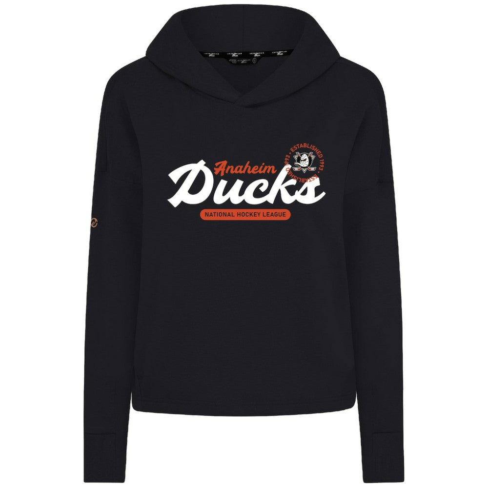 NHL Anaheim Ducks Levelwear Women's Sweet Monument Tri-Blend Cropped Pullover Hoodie - Black
