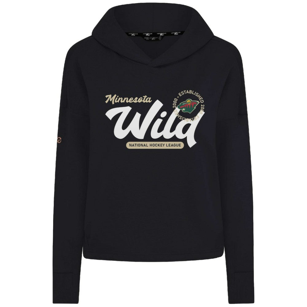 NHL Minnesota Wild Levelwear Women's Sweet Monument Tri-Blend Cropped Pullover Hoodie - Black