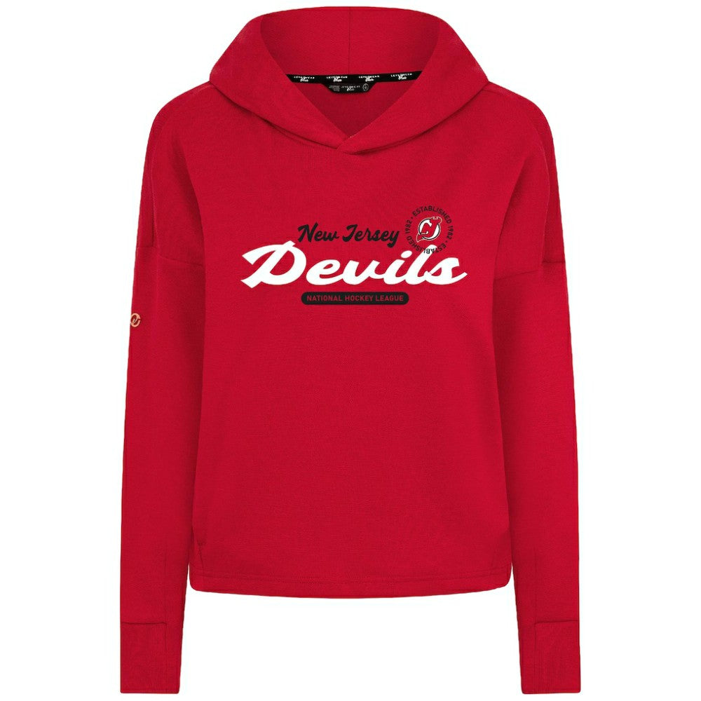 NHL New Jersey Devils Levelwear Women's Sweet Monument Tri-Blend Cropped Pullover Hoodie - Red