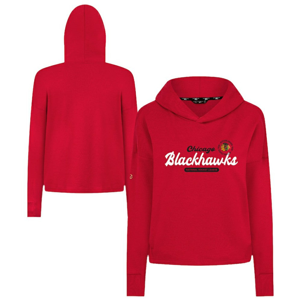 NHL Chicago Blackhawks Levelwear Women's Sweet Monument Tri-Blend Cropped Pullover Hoodie - Red