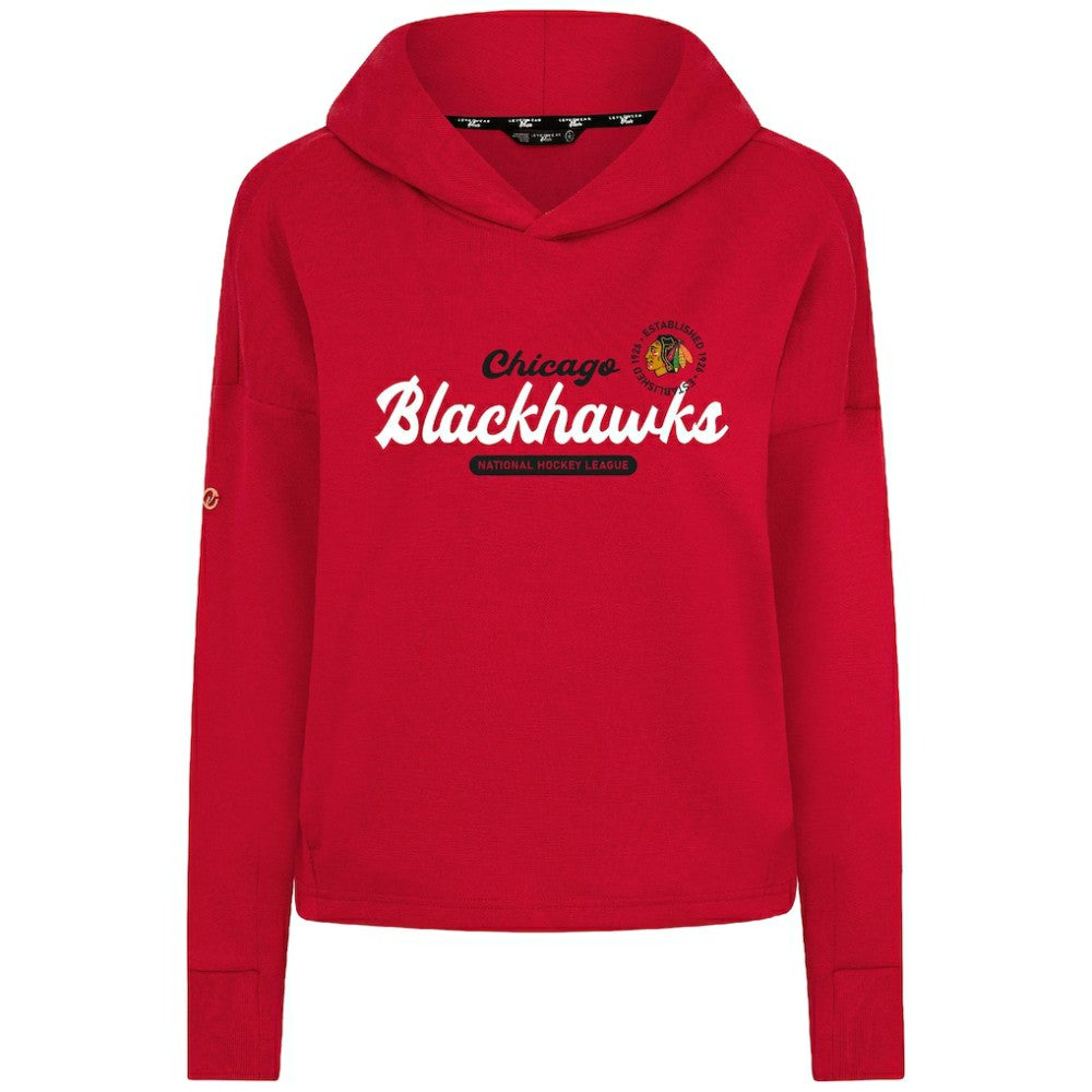 NHL Chicago Blackhawks Levelwear Women's Sweet Monument Tri-Blend Cropped Pullover Hoodie - Red