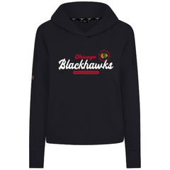 NHL Chicago Blackhawks Levelwear Women's Sweet Monument Tri-Blend Cropped Pullover Hoodie - Black